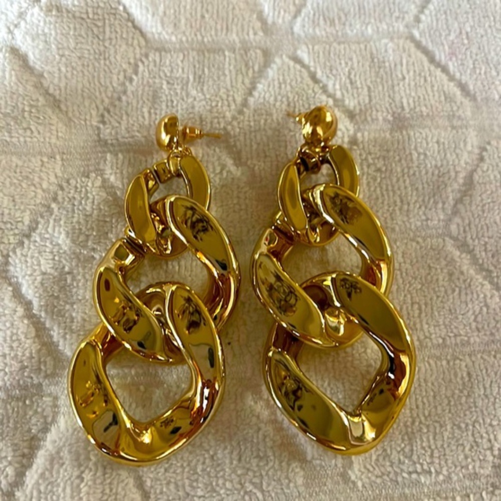 NEW D' BELLO Chain acrylic earrings gold